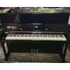 SOLD: Pre-Owned May Berlin Upright Piano in Black Polyester with Chrome Fittings