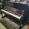 SOLD: Pre-Owned May Berlin Upright Piano in Black Polyester with Chrome Fittings