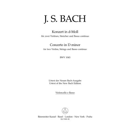 Concerto for Two Violins in D minor (BWV 1043) Cello/Double Bass - Johann Sebastian Bach / Johann Sebastian Bach