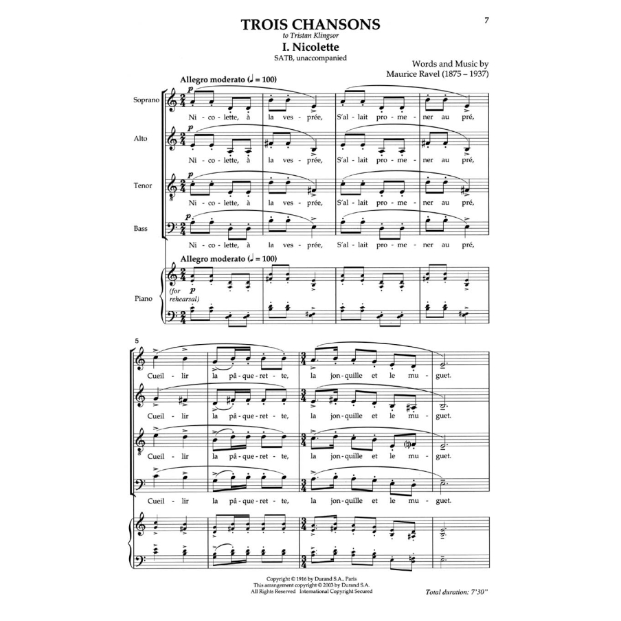 Ravel, Maurice - Trois Chansons