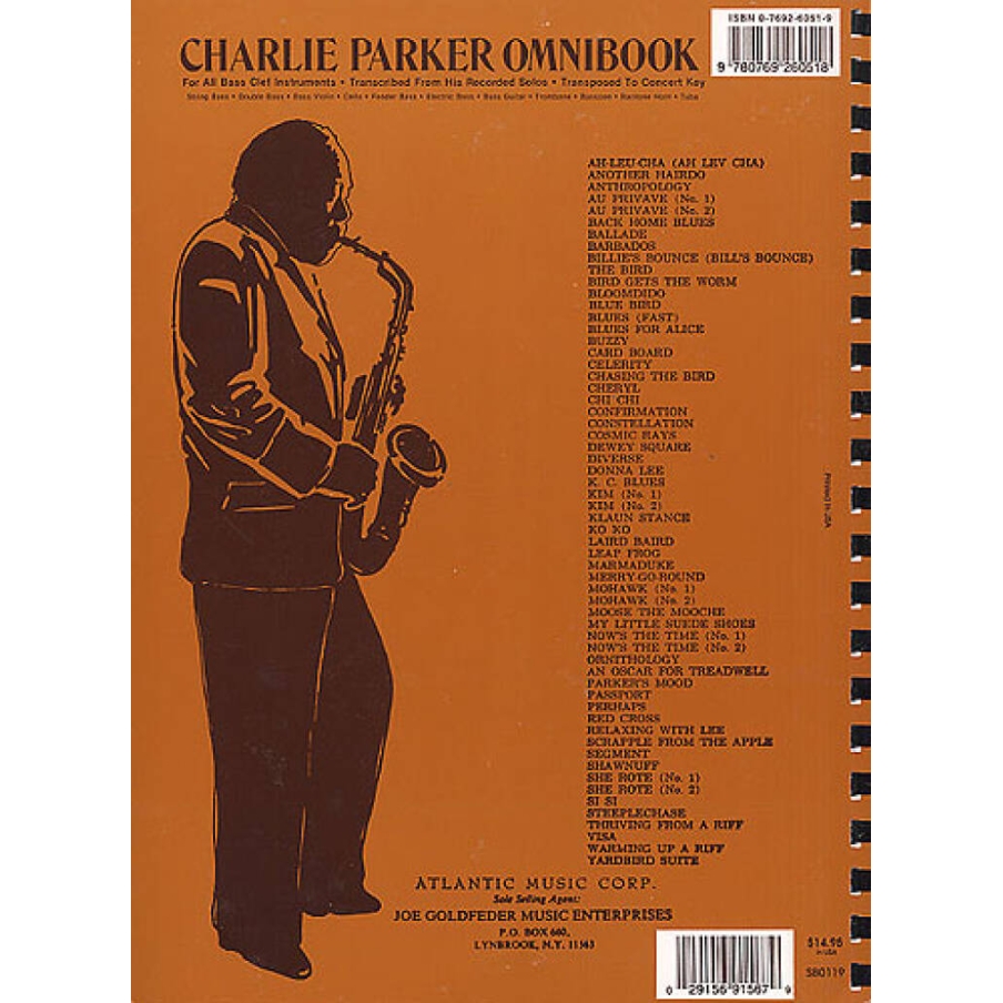 Charlie Parker Omnibook Bass Clef Edition