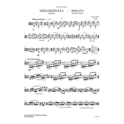 Vajda, János - Sonata (solo viola)