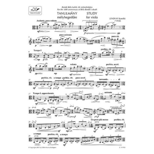 Lendvay, Kamilló - Study (solo viola)