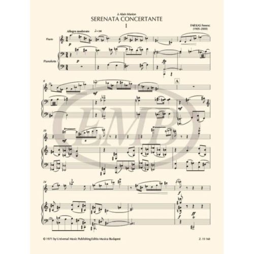 Ferenc, Farkas - Serenata Concertante (flute and piano)