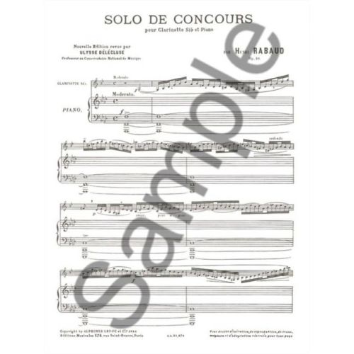 Rabaud, Henri - Solo De Concours pour clarinette et piano