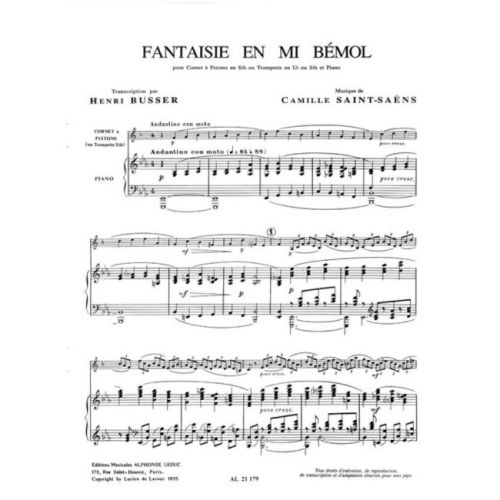 Saint-Saëns, Camille - Fantaisie en Mi bémol