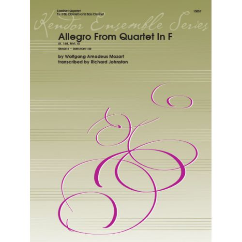 Mozart, Wolfgang Amadeus - Allegro From Quartet In F K. 168