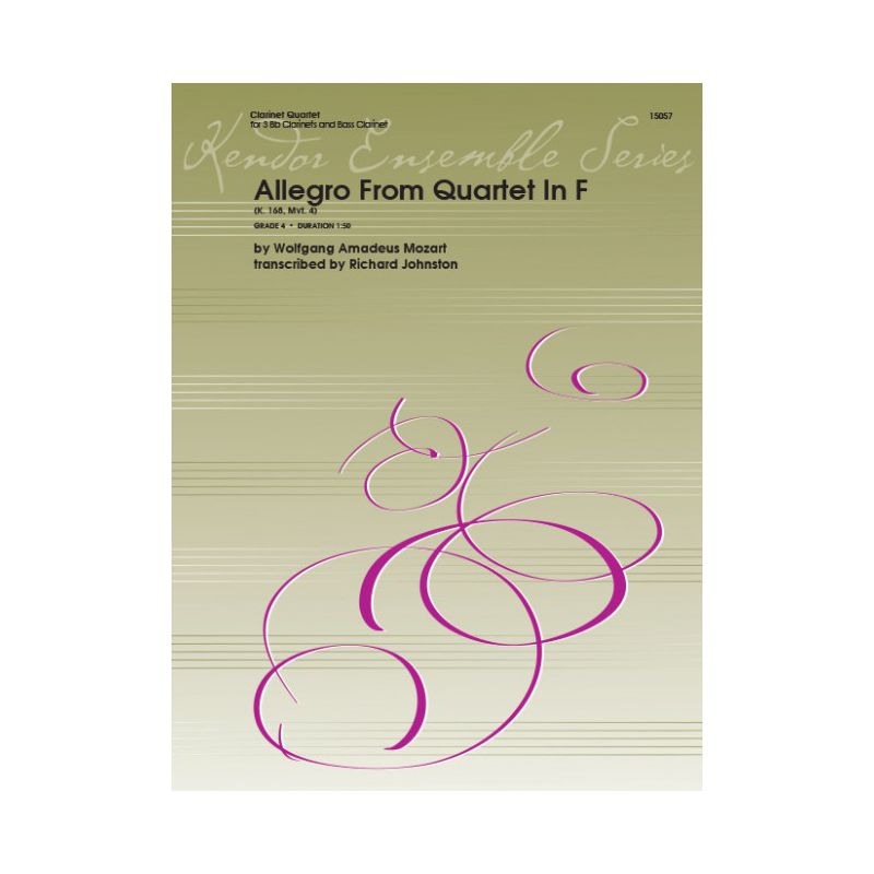 Mozart, Wolfgang Amadeus - Allegro From Quartet In F K. 168