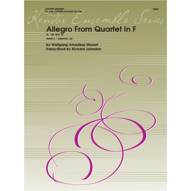 Mozart, Wolfgang Amadeus - Allegro From Quartet In F K. 168