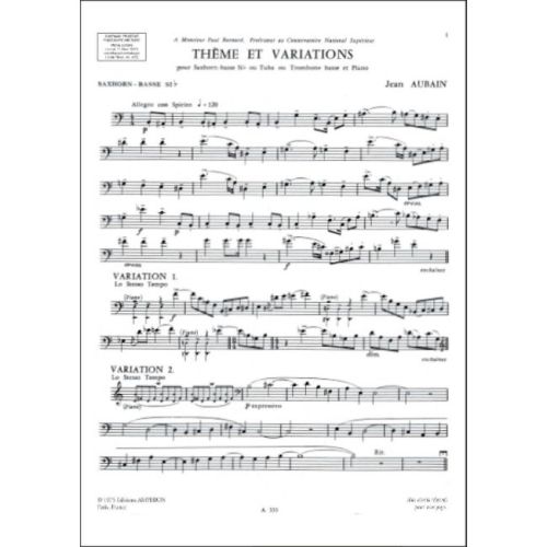 Aubain, Jean - Theme et Variations Tuba