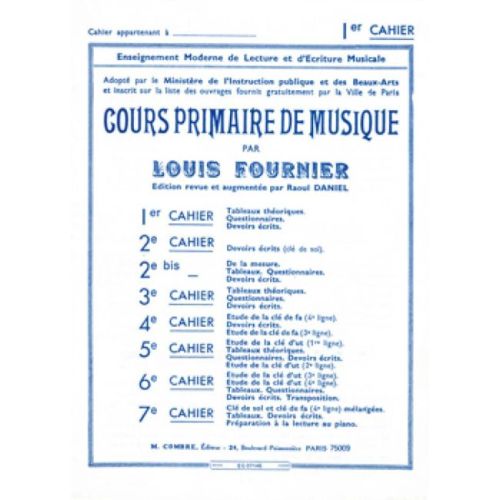 Fournier, Louis - Cours primaire de musique cahier 1