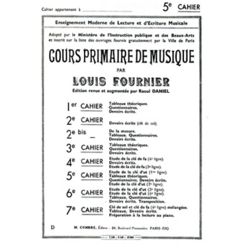 Fournier, Louis - Cours primaire de musique cahier 5